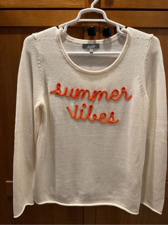 Marled by Reunited Clothing Sweaters - Cream 'Summer Vibes' Knit Sweater with Orange Script by Marled Reunited Clothing